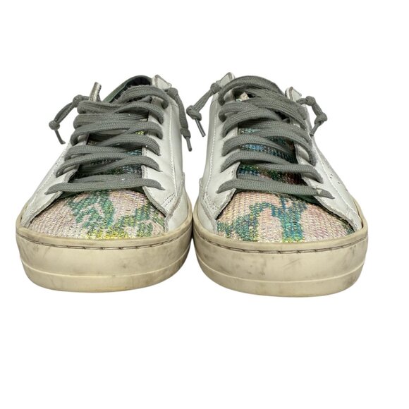 P488 John Low Top Made In Italy Distressed Lace Up Women's Sneaker size 37 / 7 - Picture 3 of 13